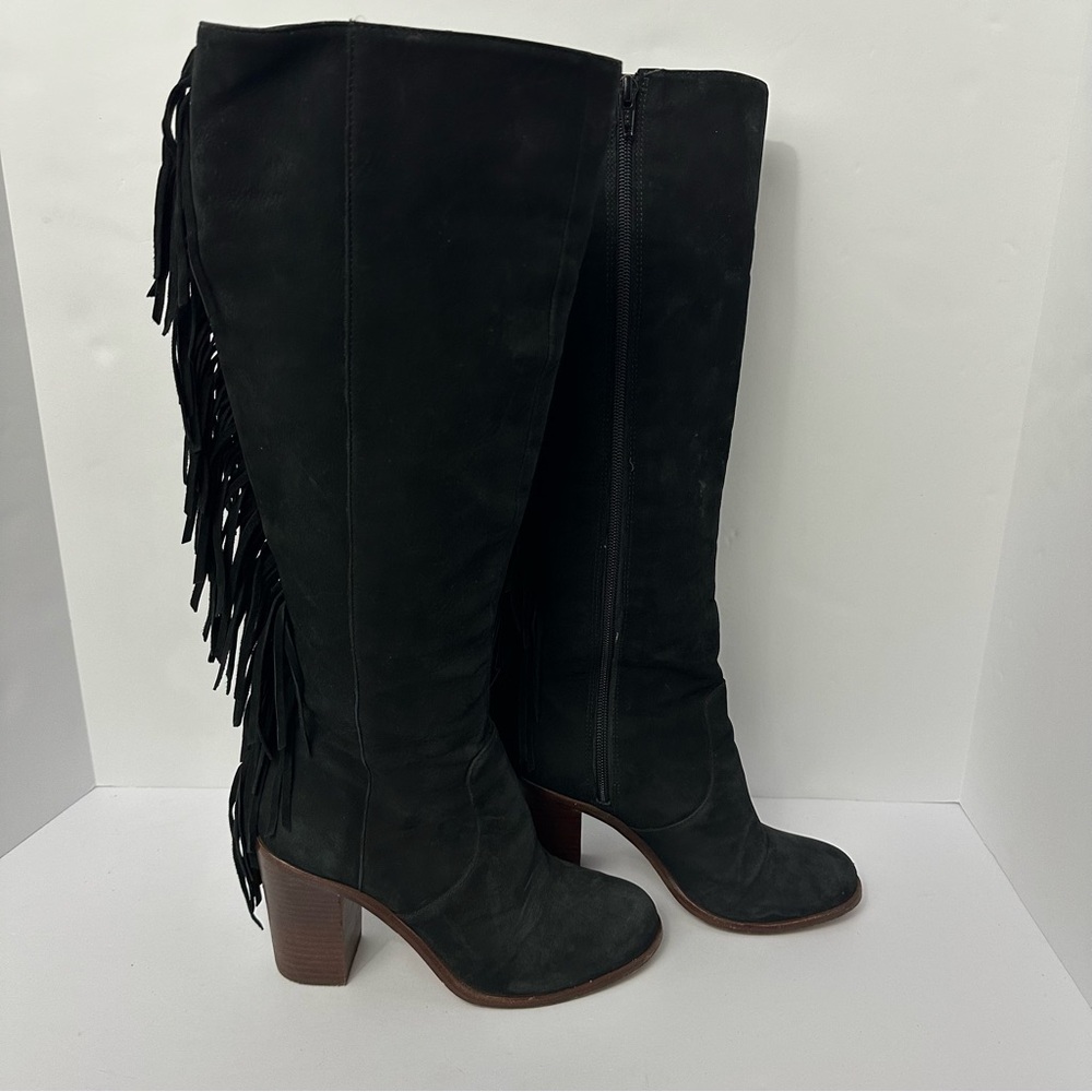 Gianni Bini “Back Drop” black suede leather knee-high boots. Women’s size 6